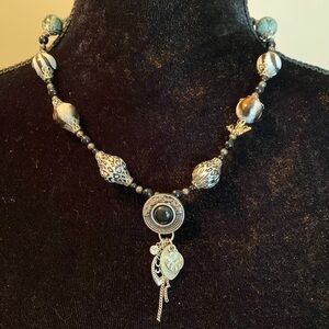 Artisan made bead necklace 10” l